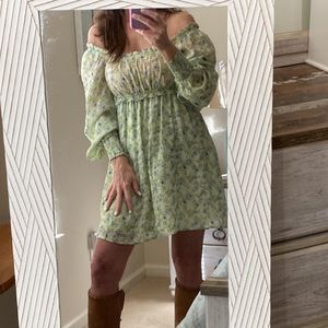 NWT Blu Pepper Western Bohemian Green / Blue Floral Dress - Small